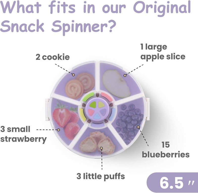 JOOPETALK Kids Reusable Rotating Snack Container with 5 Separate Compartments, Color Matching Opening Lid, BPA/PVC-Free, Dishwasher Safe, Perfect for Travel, School Lunches & On-the-Go Snacking-Purple - Image 2